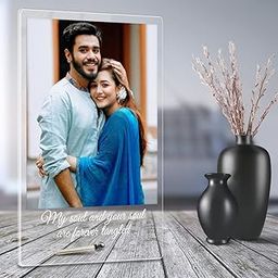 Fashionury Customised Photo and Text Frame with Metal Removable Stand | Table Top Photo Frames | Acrylic Photo Print Personalized | Photo Frame Anniversary and Gift Birthday (Transparent Acrylic, 6 * 9 Inches)-image-11