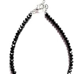 Handmade German metal silver simple Glossy Black Beads Chain Anklet For Women | girls | Nazariya| Payal | single leg |Beadswork| workwear| Lucky protection-image-24