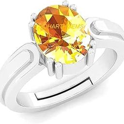 7.00 Ratti 6.00 Carat Unheated Untreatet A+ Quality Natural Yellow Sapphire Pukhraj Gemstone Silver Plated Ring for Women's and Men's (Lab Certified)-image-99