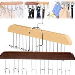 SIGNY - PREMIUM PRODUCTS DELIVERED 2 PCS Wooden Hanger For Clothes Hanging, Hangers For Wardrobe And Cupboard, 8 Hook Adjustable Clothes Hanger For Lingerie, Belt, Scarf, Tie, Garments And...-image-64