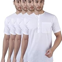 Men's White Superfine Cotton Short Kurta | Pack of 4 |-image-23