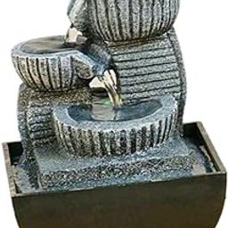 Decorative Tabletop Water Fountain with Scene Light Meditation Yoga Ornament Style B-image-74