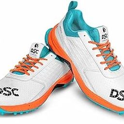 DSC Jaffa 22 Cricket Shoes | for Mens & Boys | Material: Mesh | Breathable Mesh | Non-Slip Sole for Improved Durability for Stability- 2 UK White/Orange-image-10