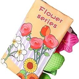 KolorFish Soft Cloth Baby Books | 0-6 Months High Contrast Sensory Baby Toy | 6-12 Months Touch Feel Teething | Travel Essentials Tummy Time for Newborn 1-3 Years Old Early Educational (Flower)-image-55