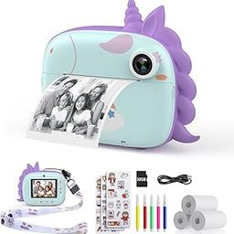 Kids Instant Print Camera, Selfie Digital Camera for Kids With Print Paper & 32G Card, 2.5K Video, Color Pens for DIY, Fun Gift for Girls Boys 3-12 Years Old (Green)-image-41