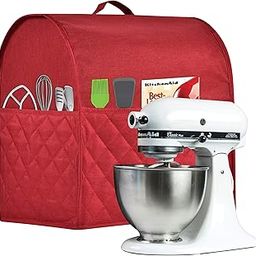 Stand Mixer Dust-proof Cover for KitchenAid Mixer，Multi Pockets for Various Kitchen Appliance Accessories，Water-resistant，Easy Cleaning (Red, Fit for Tilt Head 4.5-5 Quart)-image-48
