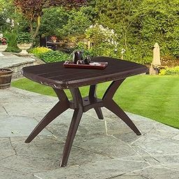 Nilkamal Shahenshah Kross Legged Rectangular Shape 4 Seater Plastic Dining Table for Home, Dining Room, Office, Restaurants, Cafeterias, Garden, Indoor & Outdoor|Color Weather Brown-16