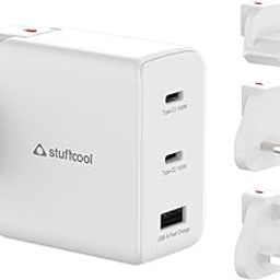 Stuffcool Nomad GaN Charger 102W PD PPS Supports Super Fast Charging 2.0, Charges macbooks, laptops, DSLRs, Gaming Console, with Exchangeable EU, USA, and UK pins Works with 100+ Countries-16