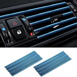 VARGTR 20 Pack Auto Air Conditioner Vent Trim Strip, A/C Outlet Chrome PVC, Interior Line, Universal Waterproof Bendable Decoration (Blue)-image-89