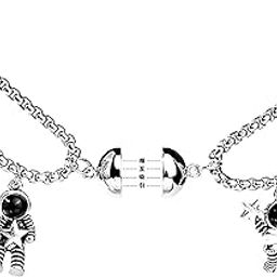 Women's Men's Stainless Steel Mutual Attraction Magnets Couples Matching Spaceman Pendant-image-30