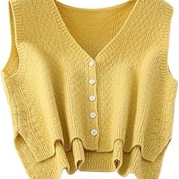 Women Sweater Vest Breathable V Neck Casual Fashion Jumpers Sleeveless Gilet Yellow|Clothing Shoes & Accessories | Womens Clothing | Coats & Jackets-24