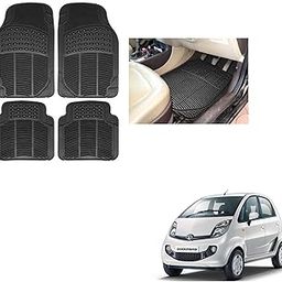 Auto Addict Rubber Mats Car Foot Mats (Black,Set of 4Pcs) for Tata Nano-22