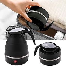 FUMATO Portable Kettle for Travel 600ml | Portable Electric Kettle for Hot Water- Stainless Steel Base, Food Grade Silicone Body & Leak-Proof Design | 600W Portable Electric Kettle for Travel- Black-picture-27