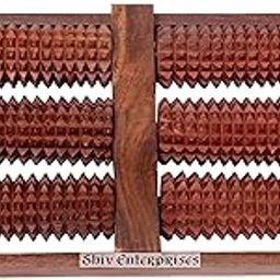 Shiv Enterprises® Wooden Handmade Foot Roller Acupressure Massager with 6 Roller for Pain & Stress Relief-image-19