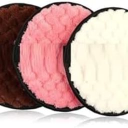 Flamgam 3 Colors Makeup Remover Pads Reusable Rounds Soft Facial Cleaning Puffs Towels Double-Side Washable Make Up Removing Cloth Microfiber Multi-function, White, Pink, Brown-image-75