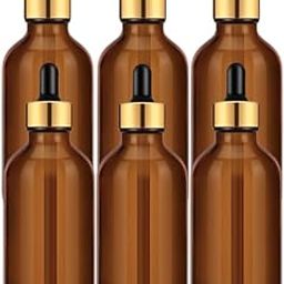 Velpacs 100ml Amber Round Glass Dropper Bottle With Premium Golden Ring and Black Silicone Teat Dropper | For Essential Oils, Skin Care, Cosmetics | Refillable, Travel Size (Pack of 6)-image-37