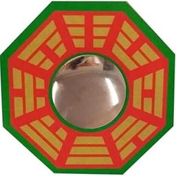 Feng Shui Chinese Octagonal Frame Convex Glass Vastu Bagua (Pa KUA) Mirror for Positive (chi) Energy, Pakwa Octagon Front Wall/Door Decor for Protection, Multicolor (13 x 13 x 1.4 cm)-image-60