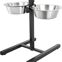 MidWest Homes for Pets Midwest Adjustable Elevated Pet Feeder Raised Dog Food Bowl,Water Bowls,Dog Feeding Station H-Base Double Bowl Stand Two Stainless Steel Removable Bowls 2 X 1600 Ml,6 Cm,10 Cm-8