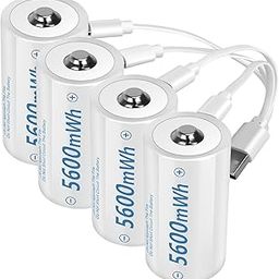 winbasic Rechargeable Lithium D Batteries with 4 in 1 USB-C Charging Cable,1.5V D Size Cell Battery 5600mWh for Flashlight Toys & floodlight (4 Pack)-28