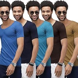 Men's Cotton Plain/Solid Round Neck Half Sleeves Vest - Pack of 5 (Prime-RNS)-picture-24