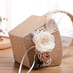 ATORSE Multifunctional Flower Girl Basket Candy Gift Basket Burlap for Home Parties-image-67