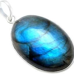 Charming And Trendy Labradorite Oval Shape Ethnic Style 925 Sterling Silver Pendant | Attractive Pendant To Wear In Wedding, Parties And Festivals | Gift For Her-image-46