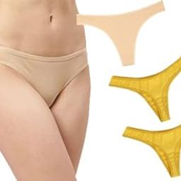 Women Cotton Comfortable Fabric Daily Use Regular Wear Mid Rise Thong Panty G-String Panties Pack of 3 - Beige Yellow Yellow-image-34