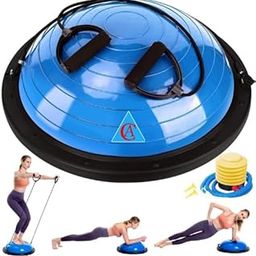 CA Exercise Balls Half Balance Ball 47 cm Board with Resistance Bands Balance Trainer with Pump for Training Yoga Home Fitness Stability Workout Strength Physical Therapy & Gym Bosuing|-image-16