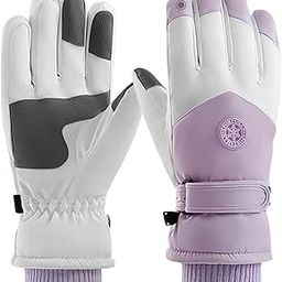 Winter Gloves for Women, Premium Waterproof Fabric, Windproof, Warm Soft Fluff Lining, Touch Screen Design, Anti-Slip Palm, Ideal for Riding, Hiking & Outdoor Activities, Purple, 26cm Length-image-16