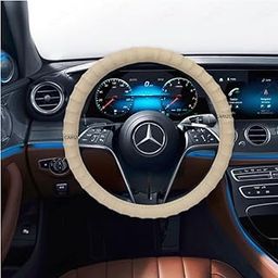 CARIZO Car Steering Wheel Cover | Microfiber Leather | Breathable, Anti Slip | Odourless | Finger Grip | Beige for Honda Amaze (Type-II) 2016-2018-image-85