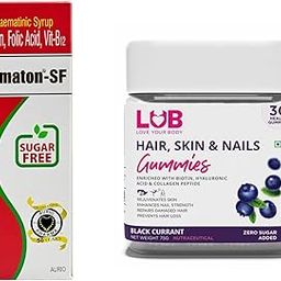 Aurio Pharma Iron Tonic for Hemoglobin Sugar Free + Glow Boost Biotin Gummies Combo | Haematinic Syrup for Health & Vitality | Gummies for Clear Skin, Strong Hair & Nails | Folic Acid & Niacinamide-image-18