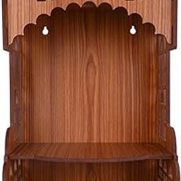AR ART Engineered Wooden Pooja Temple for Home Mandir for Home Saathiya Design Temple for Home & Office Puja Mandir for Home Wall Mounted (L-10.50, W-8.25, H-14.25Inch) (Light Brown)-picture-4