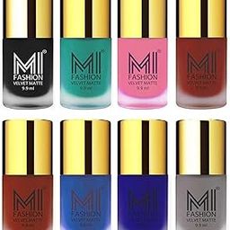 MI FASHION High Velvet Matte Nail Polish Multicolour Sets Long-Lasting & Waterproof 9.9ml Each Classic Shades For Girls (Pack Of-8)-image-42