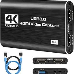 Audio Video Capture Card,4K HDMI USB 3.0 Capture Adapter Video Capture Device Portable Video Converter for Gaming Streaming Live Broadcast Video Recording,Support PS4 Xbox Camcorder-16