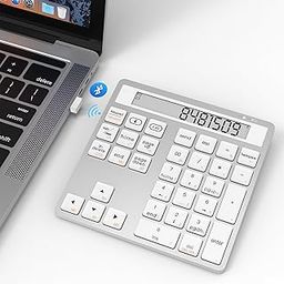 34 Key Numeric Keypad Calculator Bluetooth 5.0 and 2.4 G USB, Wireless Number Keypad Data Entry with Display for MacBook Pro Air, iMac, Desktop Office Accessories Financial Accounting-19