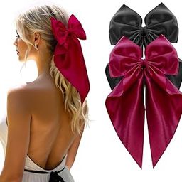 Agni Craft 2 Pack Bow Hair Clips for Women – Elegant Black & Red Hair Bows for Women, Large Satin Bow Clips for Girls & Women-image-96