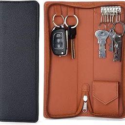 PU Leather Key Pouch Case Wallet Keychain Holder for Men & Women - Durable Bank Locker (KH-42410-Black::Brown)-10