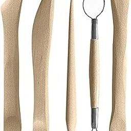 GOODIEBOX Polymer Clay Sculpting Tools Set - 5 Pcs Pottery Tool Kit - Ceramic Pottery & Clay Ribbon Wood Modeling Tools Kit (5 Pack)-picture-3