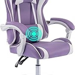 ALEAVIC Gaming Chair with Massager, Fabric Gaming Chairs for Adults, Ergonomic Gamer Chair with Adjustable Headrest and Lumbar Support, Reclining Computer Game Chair, High Back, Purple-16