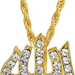 Gold plated CZ studded Allah Word, Eid special, chain pendant necklace muslim islam jewellery Men and Women-picture-19