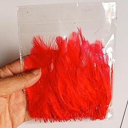 VedaX Brand Pack of 100 pcs Premium Natural Dyed Feathers for Crafting, Hobby Projects and Dream Catchers (Red)-image-70