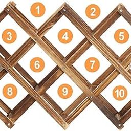 Kiddly Mart Foldable Wooden Wine Rack Organizer Display Shelf, 45 X 31 X 12Cm, Capacity 10 Bottle (Brown)-image-3