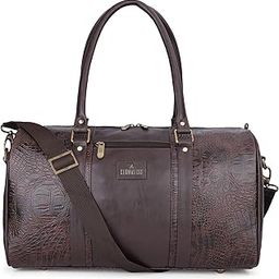 Faux Leather Crocodila 27 Ltr Duffle Travel Bag | Cabin Luggage | Weekender Bag (Dark Brown), 23 Cm-image-14