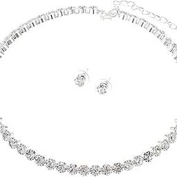Jewellery Set for Women and Girls White Crystal Jewellery Set for Women| Silver ToneCrystal Choker Necklace Set | Birthday Gift for girls and women Anniversary Gift for Wife-image-61
