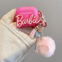 Compatible for AirPods Pro 2nd Generation Case Cover with Keychain, Soft Silicone Skin Case Cover Full Protective (Only Silicone Cover) (Bar-bie (Pink))-image-65