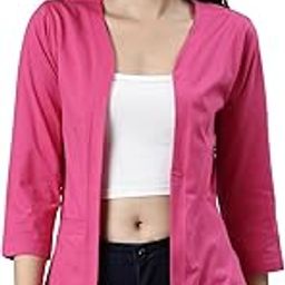 Solid Shrug top for Women | Front Open with 3/4 Sleeves | Cotton-image-68