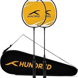Hundred Powertek Star Carbon Graphite Set of 2 Strung Badminton Racket with Full Cover Combo-20