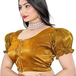 Women's Silk Puff Sleeve Readymade Blouse for Saree and Lehenga - Exquisite Craftsmanship for Weddings and Celebrations-image-5