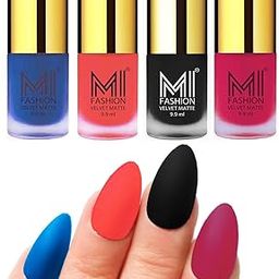 MI FASHION Modern Velvet Matte Lacquer Nail Paint Combos Endless Glam 9.9ml Each Navy Blue, Neon Orange, Black, Pink (Pack Of-4)-image-78