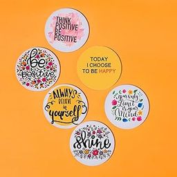 TAJNAN Printed Coaster Set of 6 Beautiful Wooden Coasters Plastic Coating Designer Coaster Stand Set Fit for Tea Cups,Coffee Mugs & Glasses (Round 4x4 Inch) (TAJ-Round-Coaster-BE Positive)-image-9